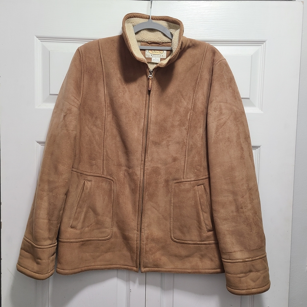 Talbots‎ Tan Faux Suede Jacket Womens Size Large L